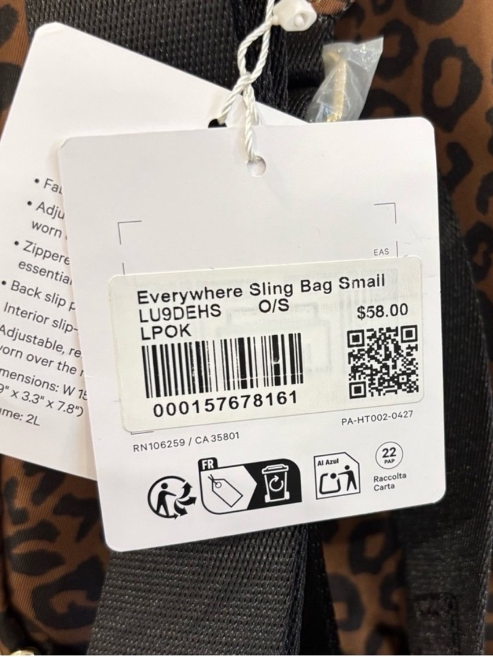 NWT Lululemon Everywhere Sling Bag Small In Leopardo Shift Midi Desert Khaki - Picture 6 of 9